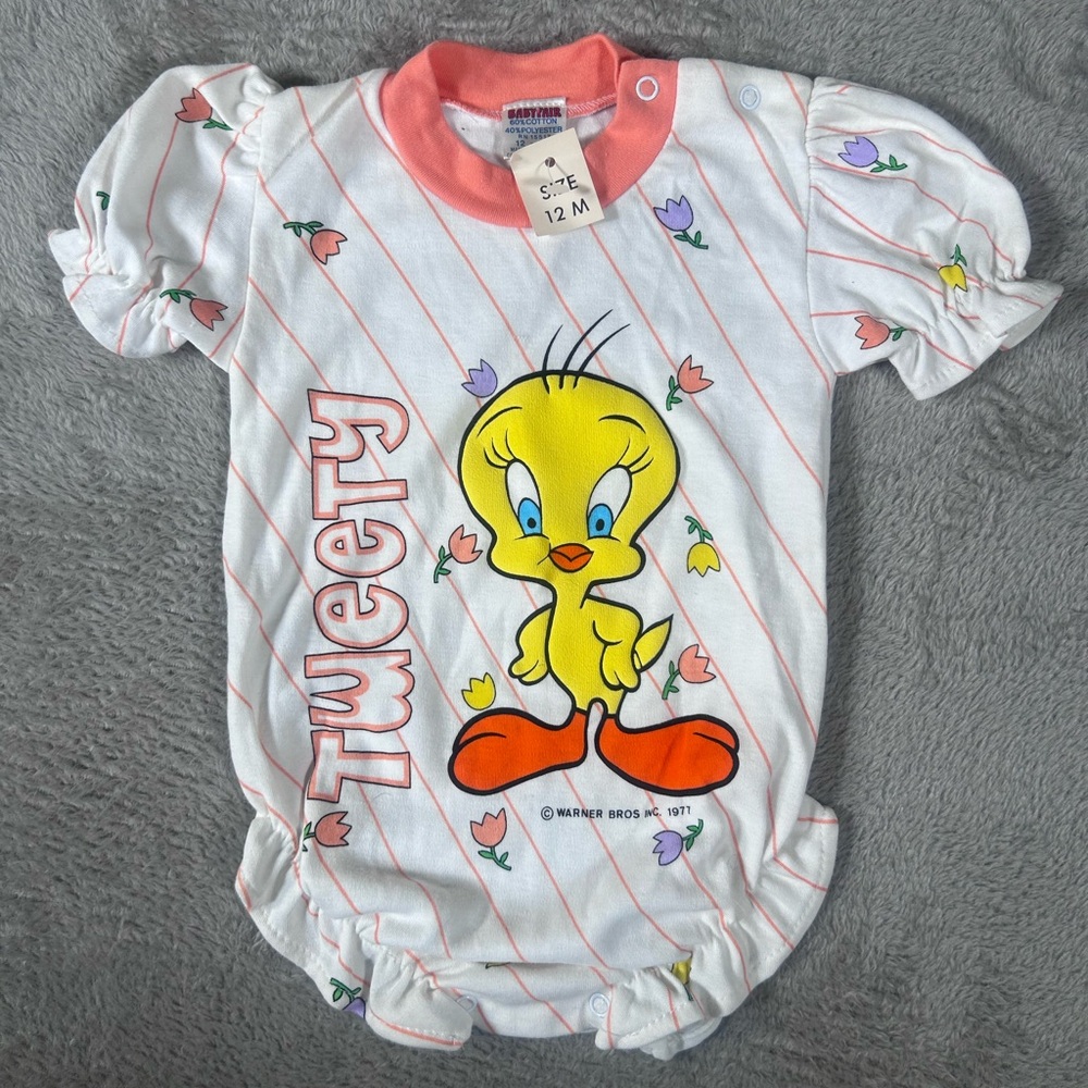 Vintage 1977 TWEETY BIRD Baby Onesie Deadstock NWT